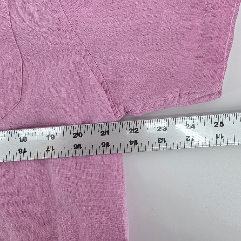 JEKAOYI Button Down Shirt Mens L Minimalist Cotton Linen Shrt Sleeve Pink Summer - Picture 5 of 9